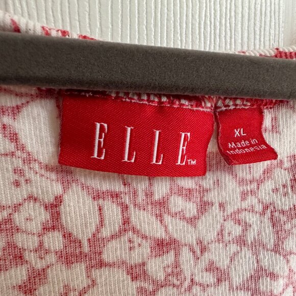 Women's XL Elle Ruffle Strap Red and White Floral Print Tank Top Flirty 2000s - Picture 4 of 6